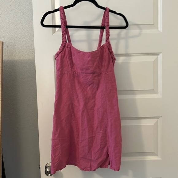 Zara pink mini slip dress with ties spaghetti straps size small linen cotton NWT - Picture 1 of 16
